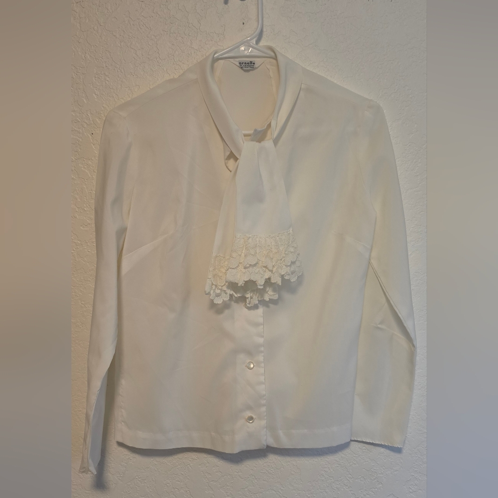 Classic White Lace-Neck Blouse - Women's